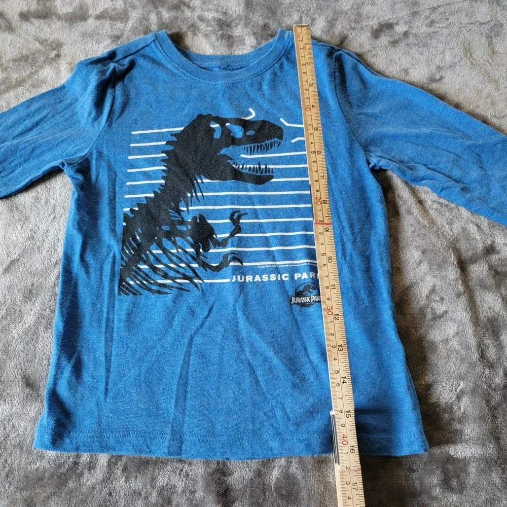 Old Navy Jurassic Park Long Sleeve Kids 4T Blue Excellent T-Rex Graphic Tee 725